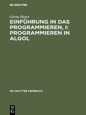 cover image of Einführung in das Programmieren, I